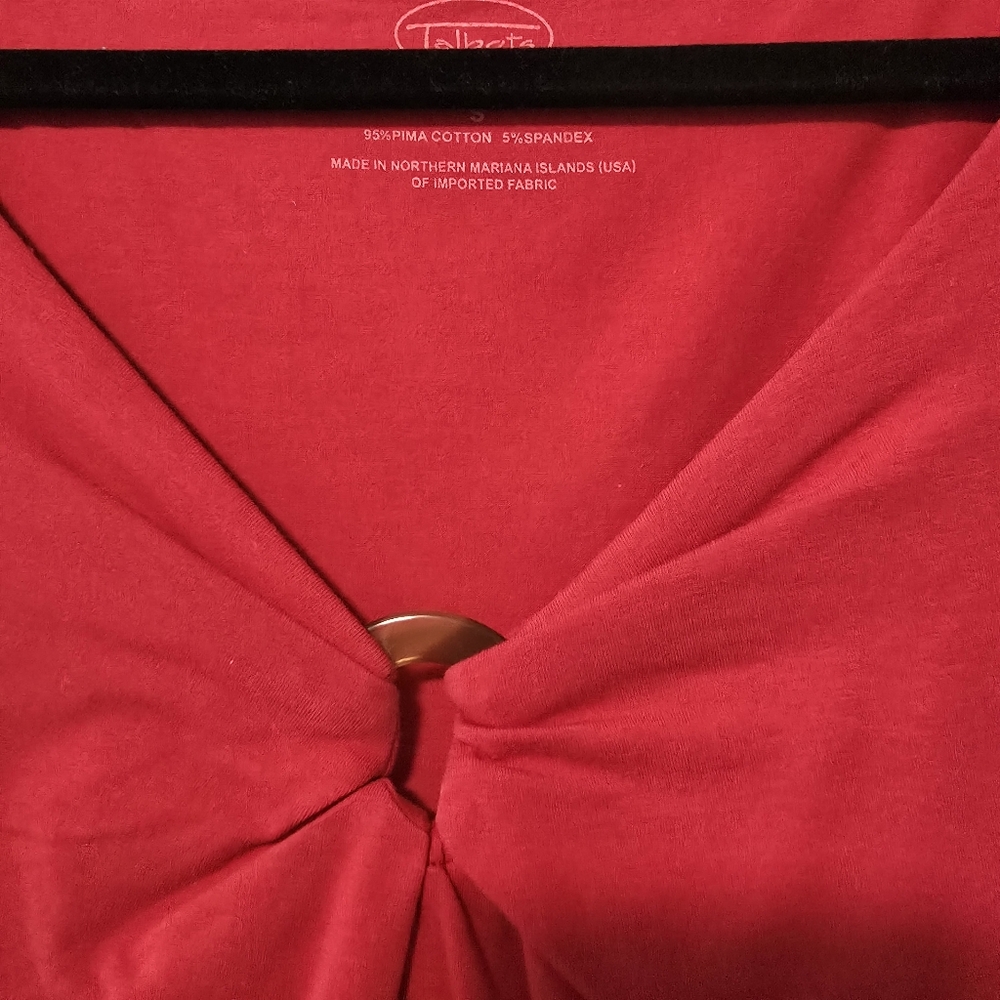 Talbots Red 3/4 Sleeve Blouse, Size S - Picture 4 of 8